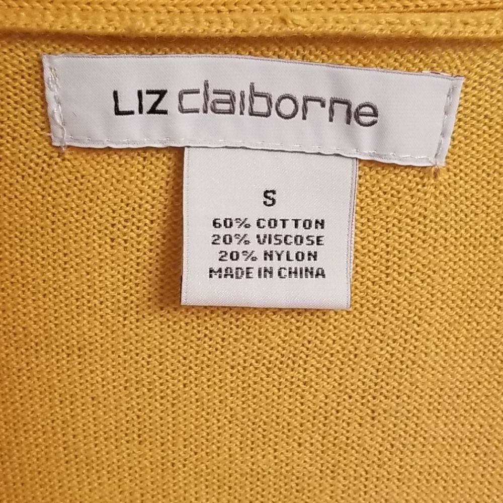 Liz Claiborne Yellow Split Hem Open Cardigan in S - Picture 2 of 9